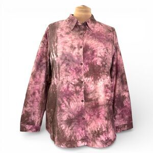 E.Luna Tie Dye Lined Flannel Shirt with lining, NEW! Size 2X